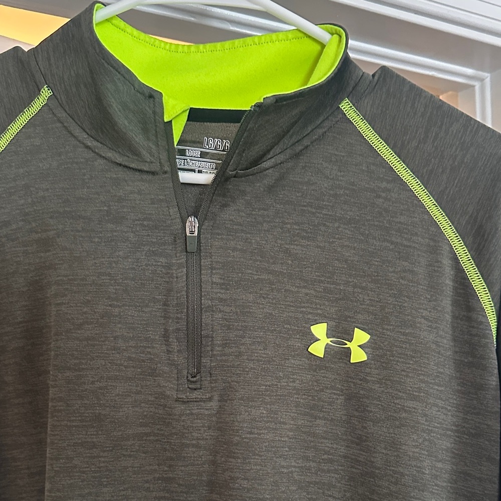 Under Armour Charcoal and Neon Yellow Half-Zip